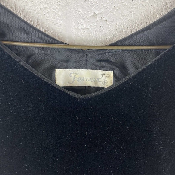 feroux black velvet womens dress Made In japan - Picture 2 of 10